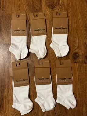 People Tree Organic Cotton Women’s White Ankle Socks - Pack of 8 - NWT